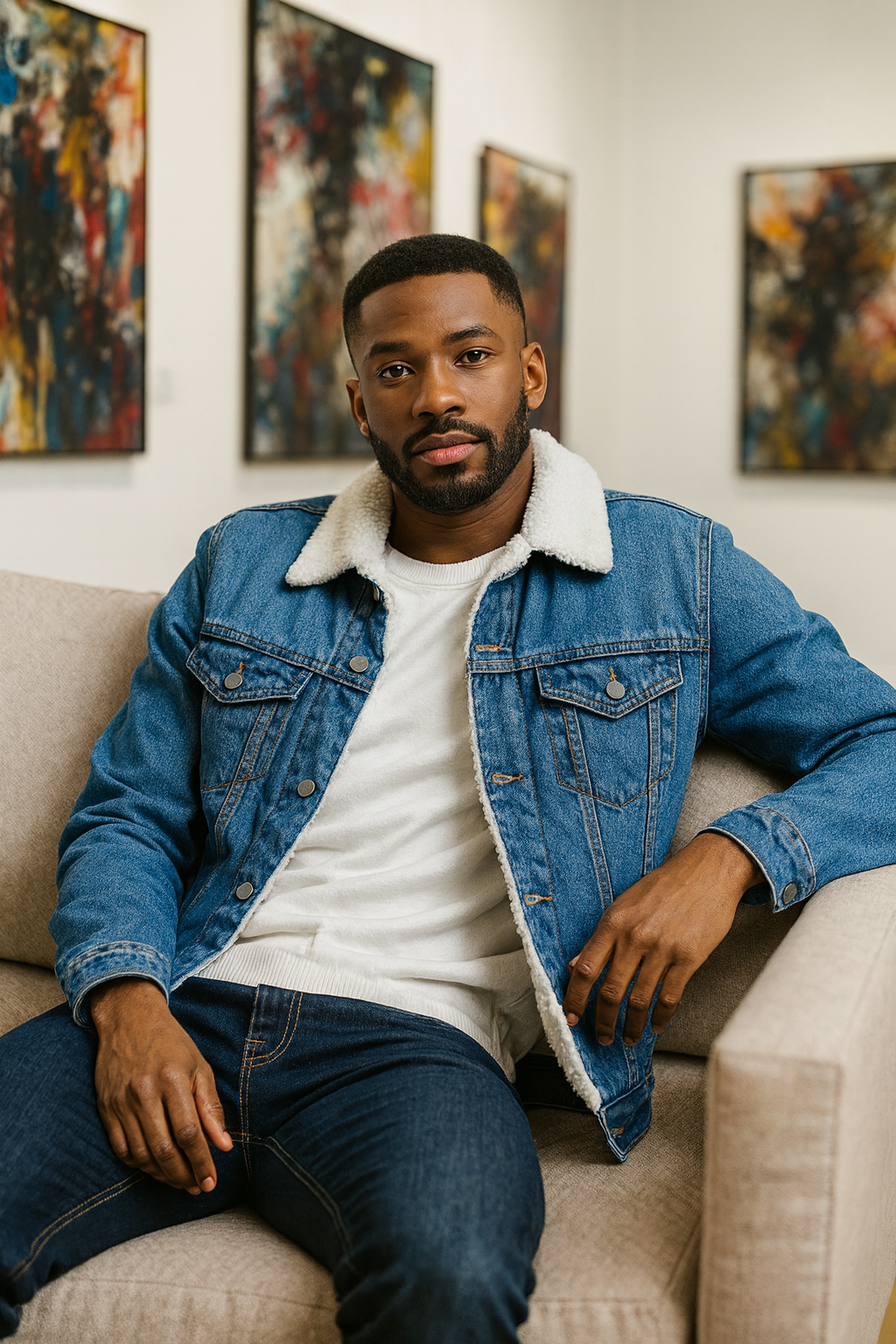 Men’s Sherpa-Lined Denim Jacket – Classic Winter Essential