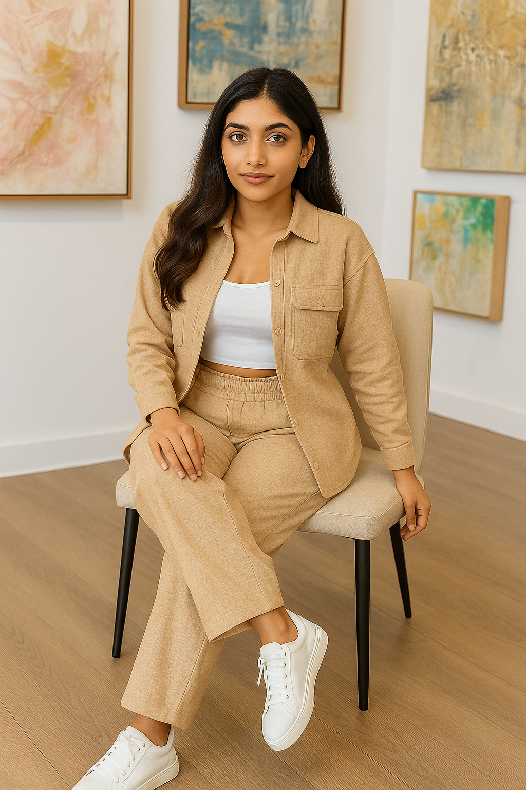 Ember Wear Relaxed Two-Piece Textured Lounge Set – Button Shirt & Elastic Waist Pants