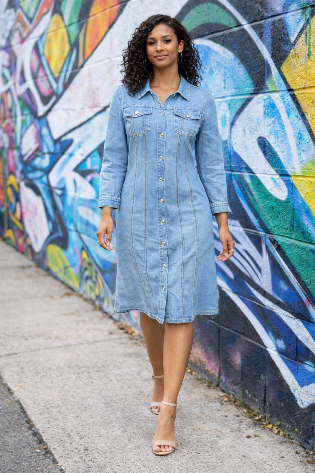 Classic Curve Denim Shirt Dress