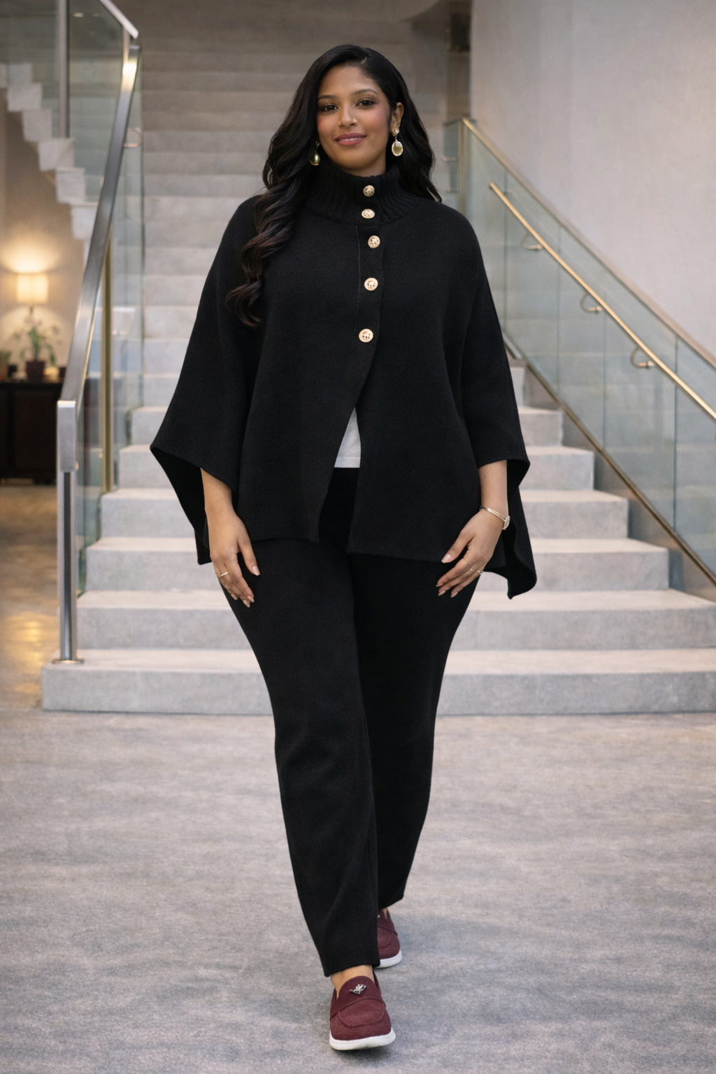 Luxury Knit Poncho & Pants Co-Ord Set