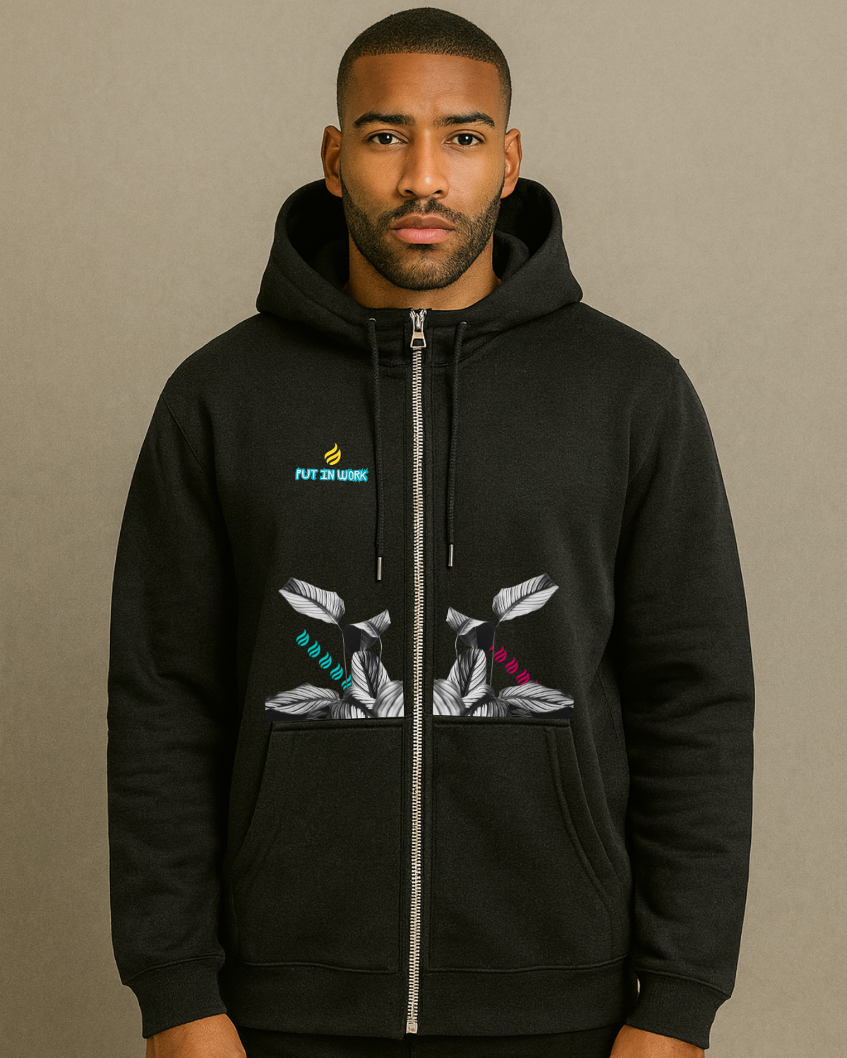 Ember “Put In Work” Zip Up Hoodie – Black Edition