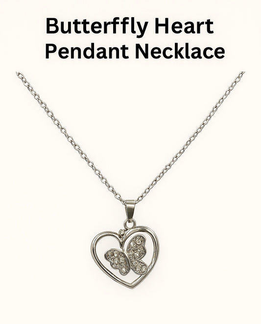 Butterfly Heart Pendant Necklace