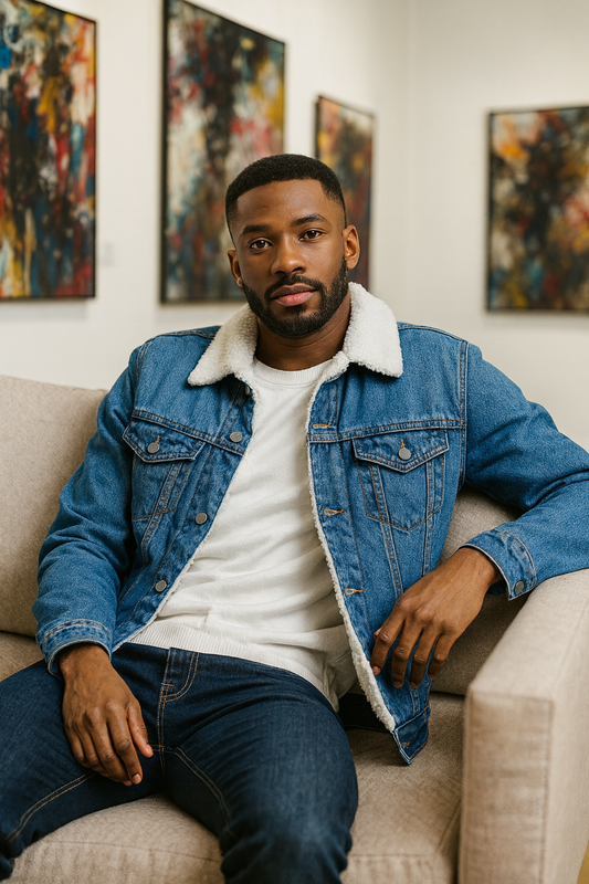 Men’s Sherpa-Lined Denim Jacket – Classic Winter Essential