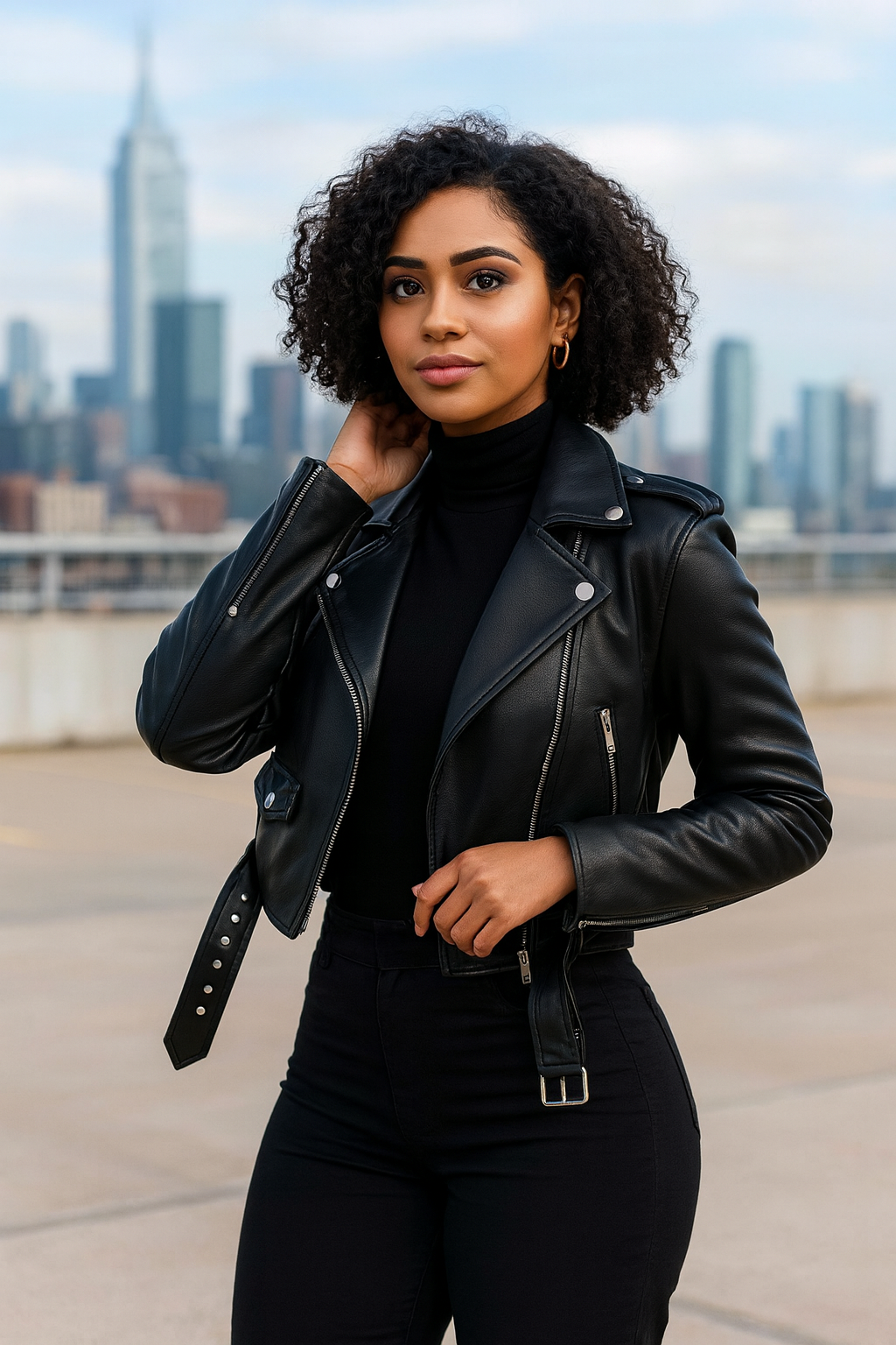 Ember Wear Luxe Faux Leather Moto Jacket – Cropped Biker Fit