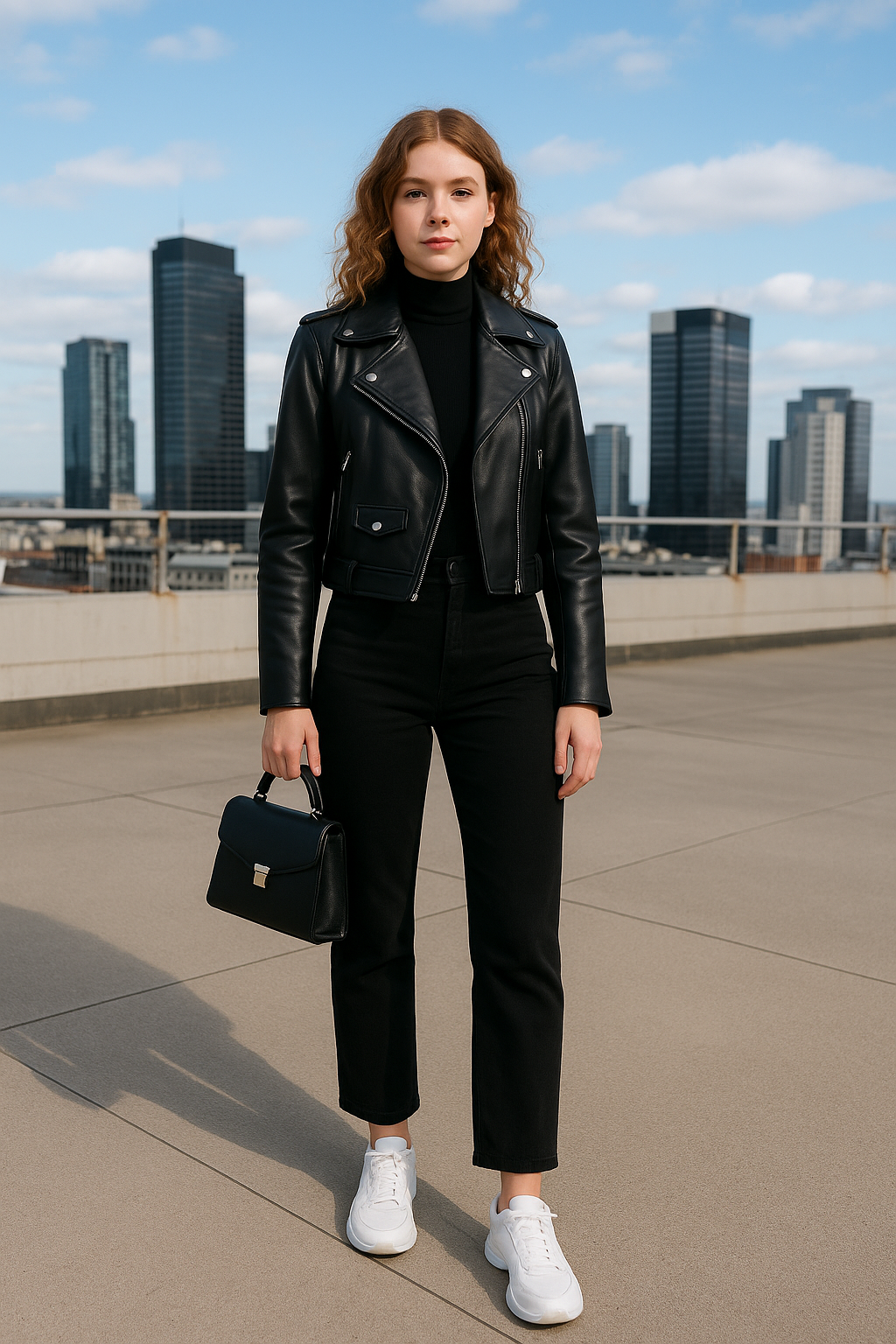 Ember Wear Luxe Faux Leather Moto Jacket – Cropped Biker Fit