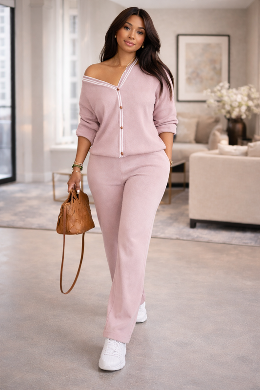 Ember Soft Luxe Button-Front Knit Lounge Set