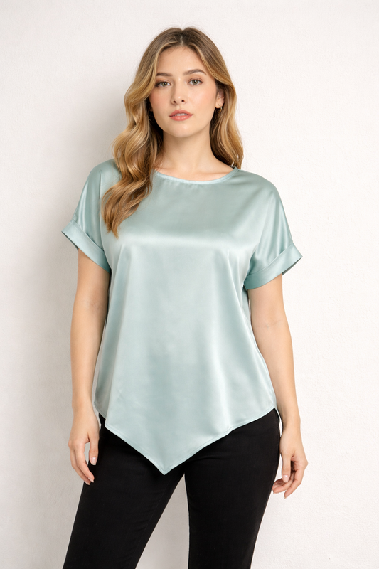 Luxe Satin Asymmetric Hem Top
