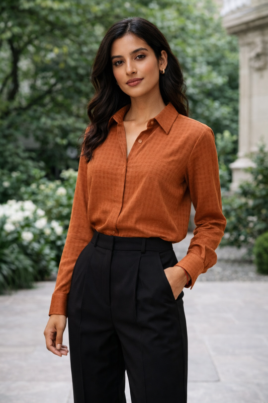 Women’s Premium Textured Button-Up Shirt