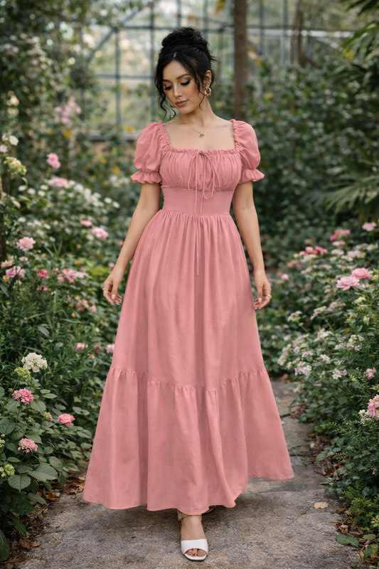 Elysian Puff-Sleeve Maxi Dress
