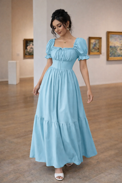 Elysian Puff-Sleeve Maxi Dress