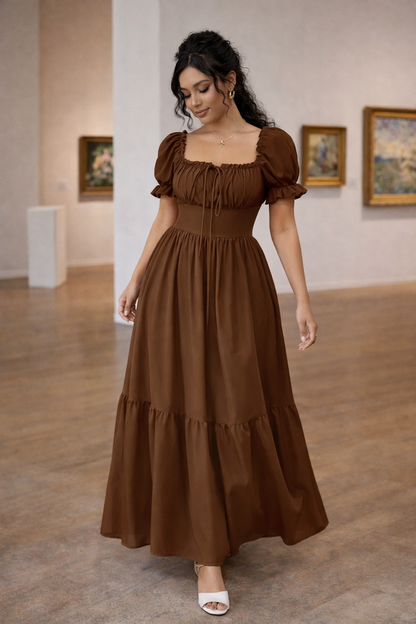 Elysian Puff-Sleeve Maxi Dress