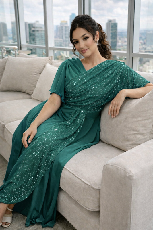 Celeste One-Shoulder Sequin Maxi Gown