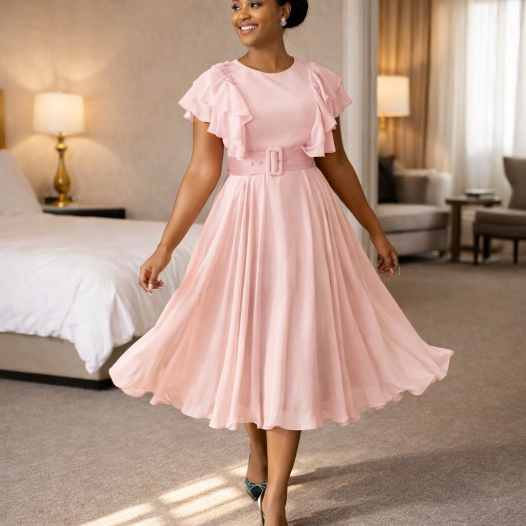 Aurora Flutter Sleeve Midi Dress