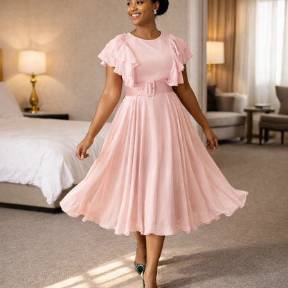 Aurora Flutter Sleeve Midi Dress