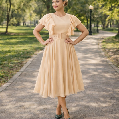 Aurora Flutter Sleeve Midi Dress