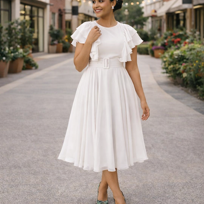 Aurora Flutter Sleeve Midi Dress