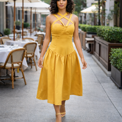 Soléa Cross-Strap Midi Dress