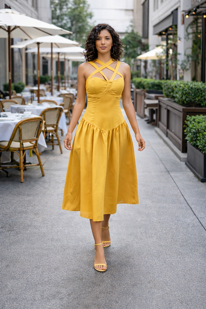 Soléa Cross-Strap Midi Dress