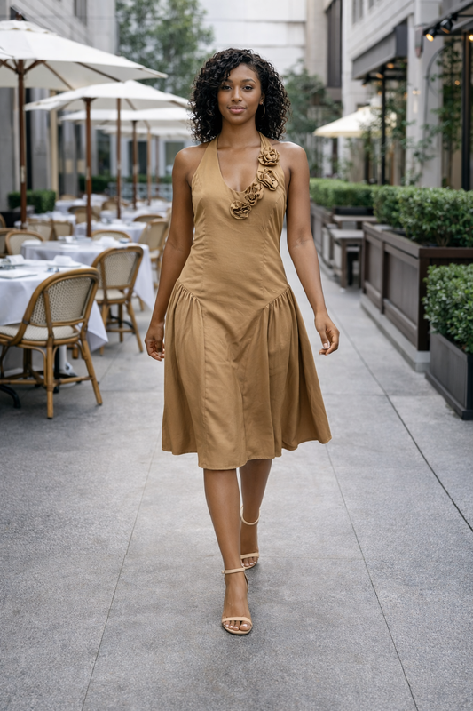 Amara Floral Halter Midi Dress
