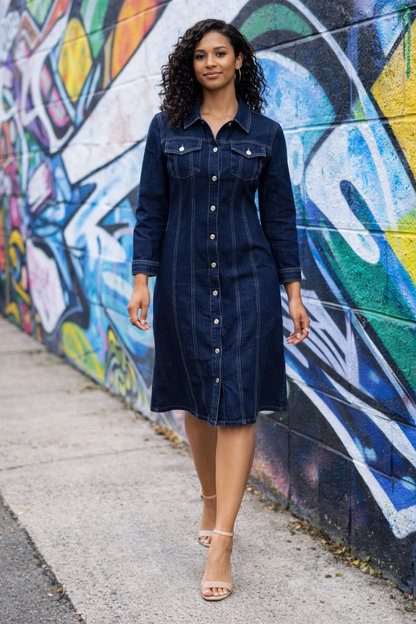 Classic Curve Denim Shirt Dress