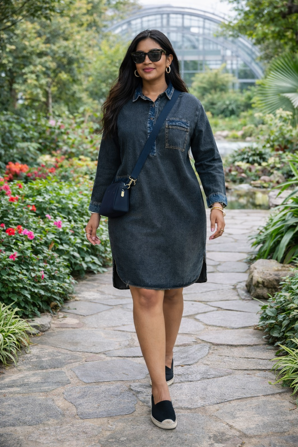 Washed Denim Shirt Dress (Relaxed Fit)
