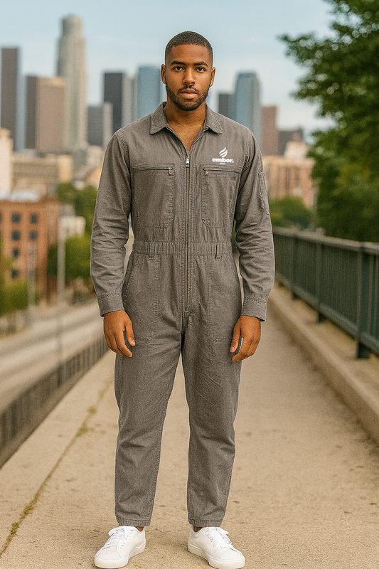 Ember “Workforce” Utility Jumpsuit – Steel Grey Edition